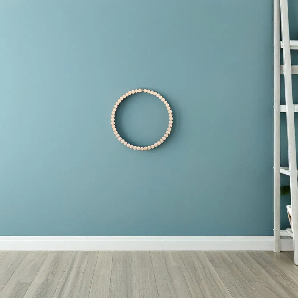 Natural Wood Bead Circle Wreath Boho Rustic Dreamcatcher Decoration Stainless Steel Hoop Farmhouse Wall Hanging Wedding Decor