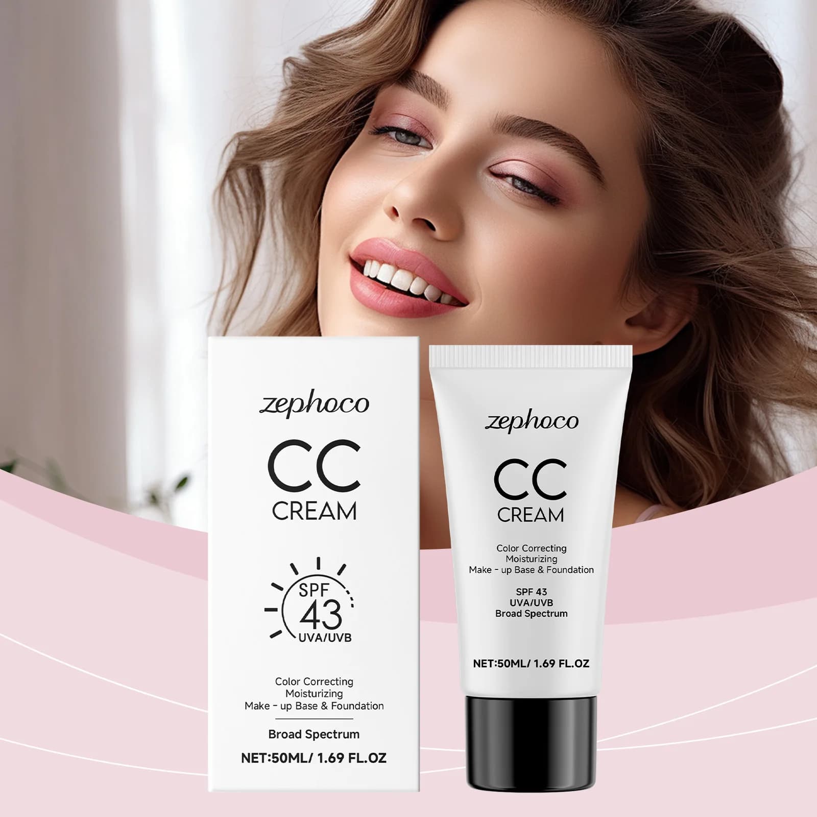 CC Cream Fondotinta idratante liquido Spf43 Anche il tono della pelle schiarente idratante leggero Trucco con finitura naturale a lunga durata