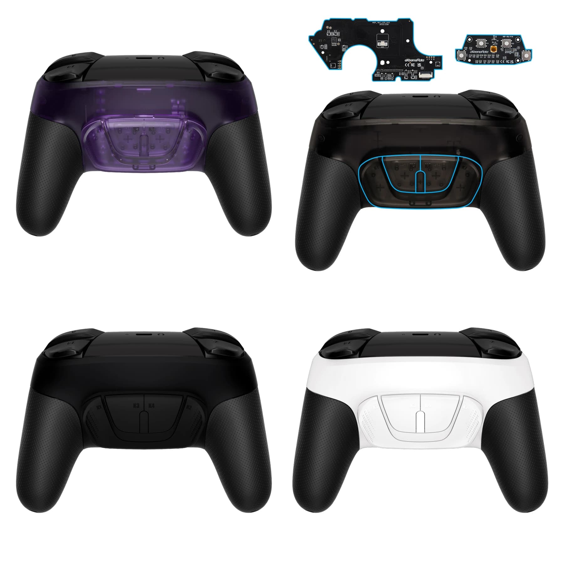 eXtremeRate Kit di rimozione RISE4 programmabile per controller Nintendo Switch Pro, guscio posteriore della scheda di aggiornamento e pulsanti posteriori - 4 colori