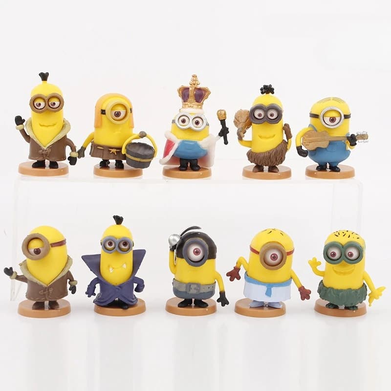 Nuovo Set di 10 Simpatiche Statuette dei Minions, Giocattoli con Occhi 3D, Action Figure dei Despicable Minions, Giocattoli Classici, Regali di Natale