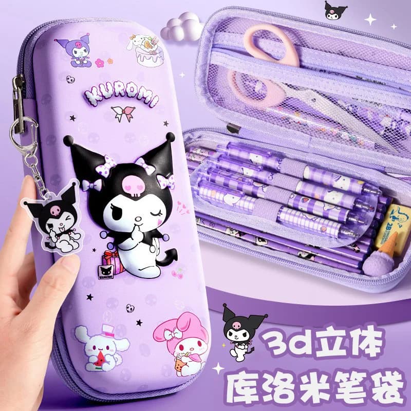 Astuccio per matite Sanrio 3D Kuromi Melody Cinnamoroll Astuccio per matite per cartoni animati di grande capacità per studenti
