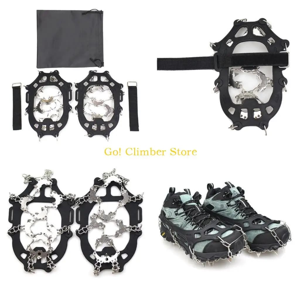 Q84C 32 Spikes Ice Snow Grips Grippers Anti Slip Winter Glippers Cramponi Crampi ghiaccio per stivale da trekking e scarpe