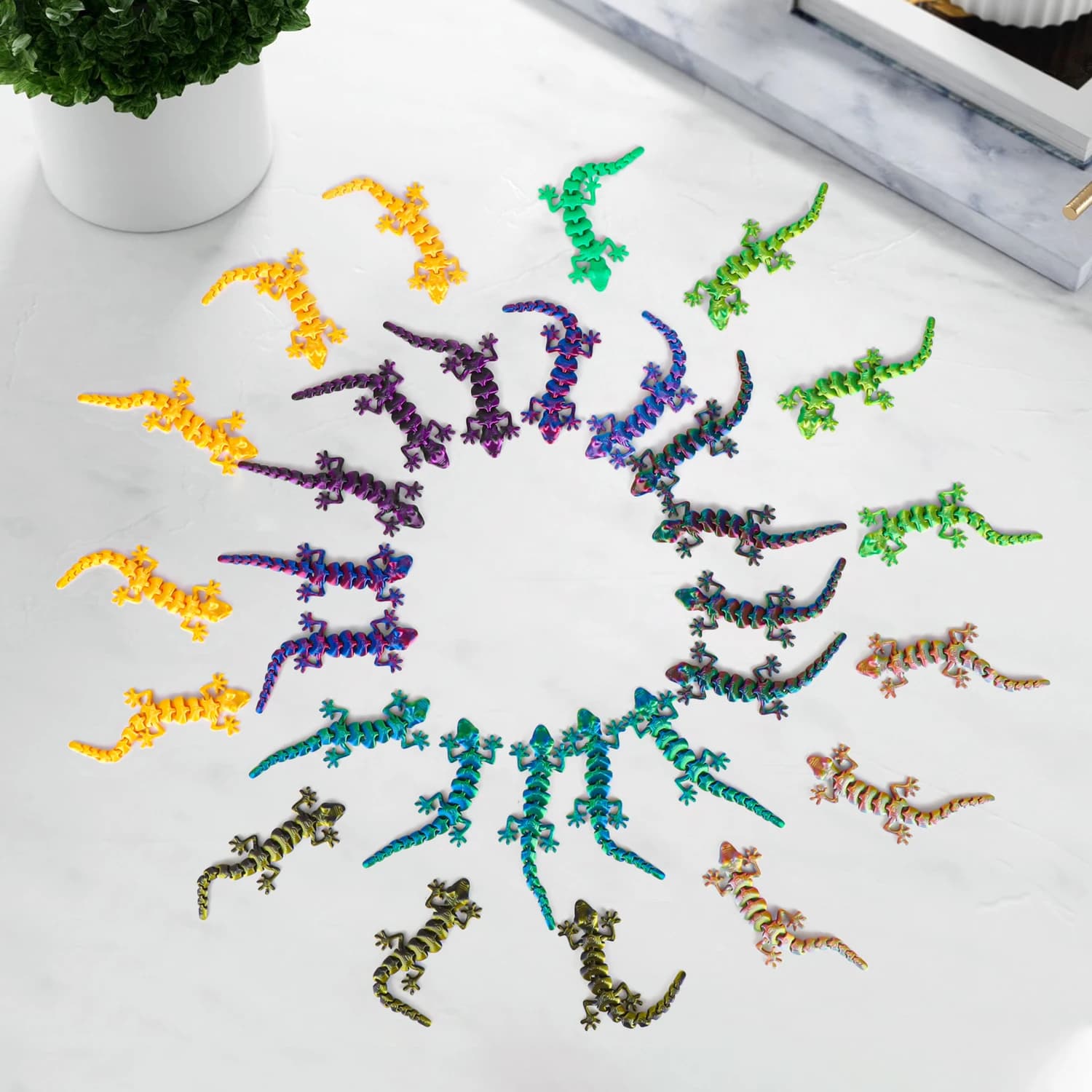 30 Pezzi di Gechi Stampati in 3D con Articolazioni Mobili, Giocattoli da Scrivania, Antistress, Regalo Originale per Bambini e Collezionisti