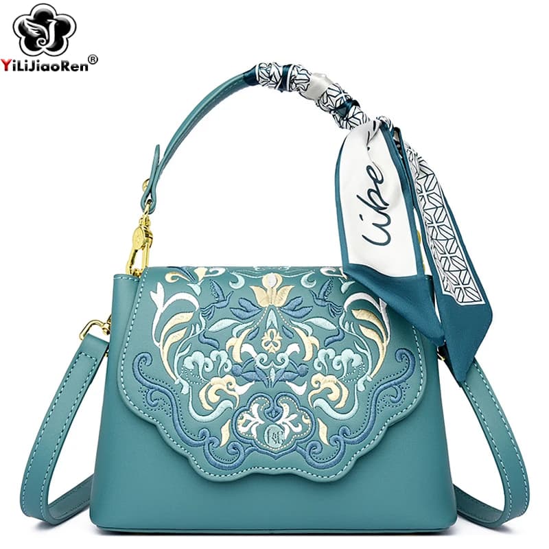 Women's Fashion Embroidery Shoulder Bag Designer High Quality Leather Handbag Small Women's Shoulder Bag