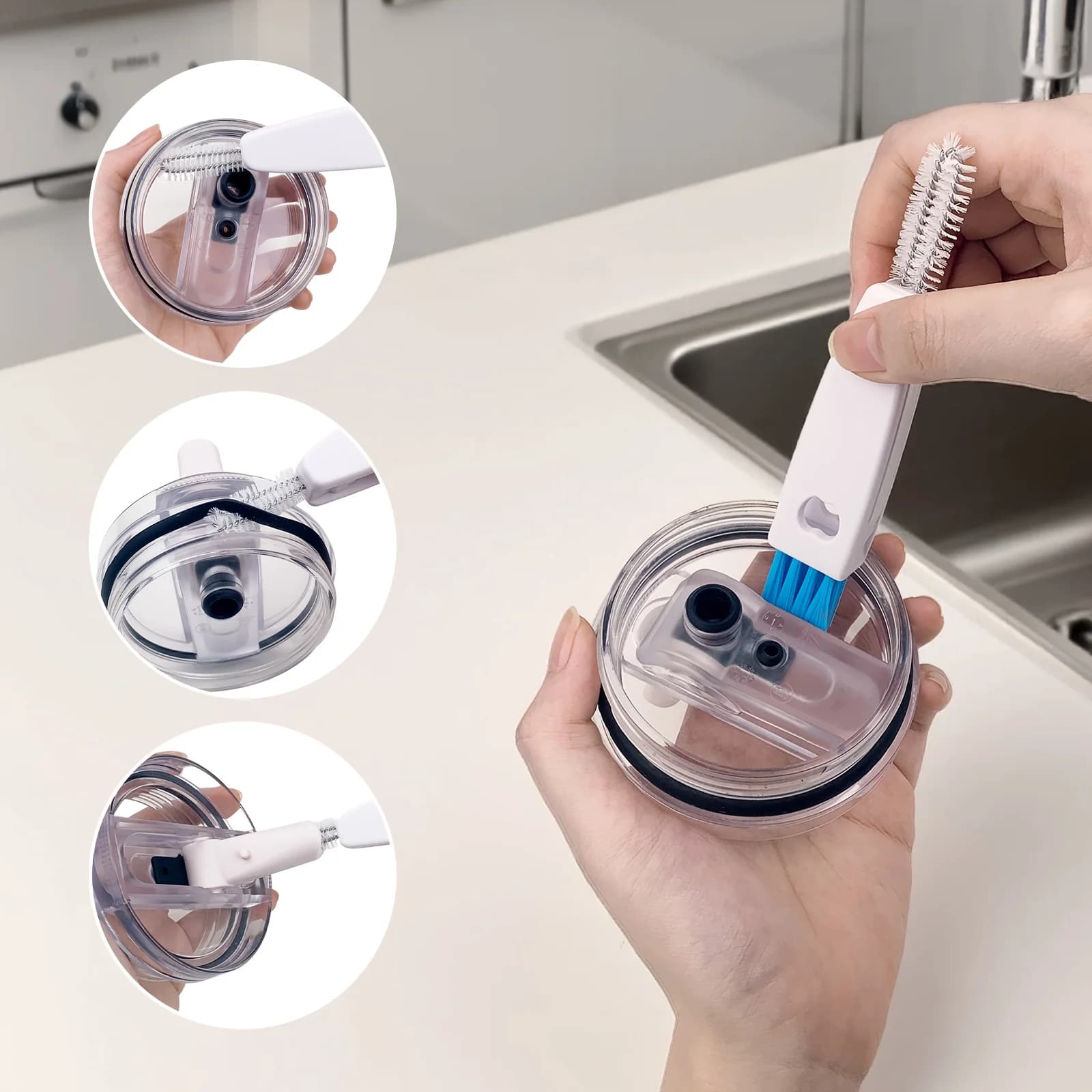 1 bottle cap cleaning brush, suitable for gaps and seals in thermos cups, accompanying cups and sports water bottles | Portable Travel Tools