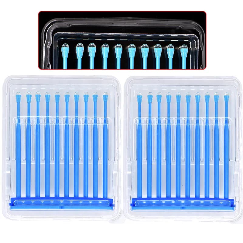 20 PZ/SCATOLA Usa E Getta Applicatore Dentale Pennello Bastoni Punta Adesiva per Corona Dente Impiallacciatura di Porcellana Materiali Dentista