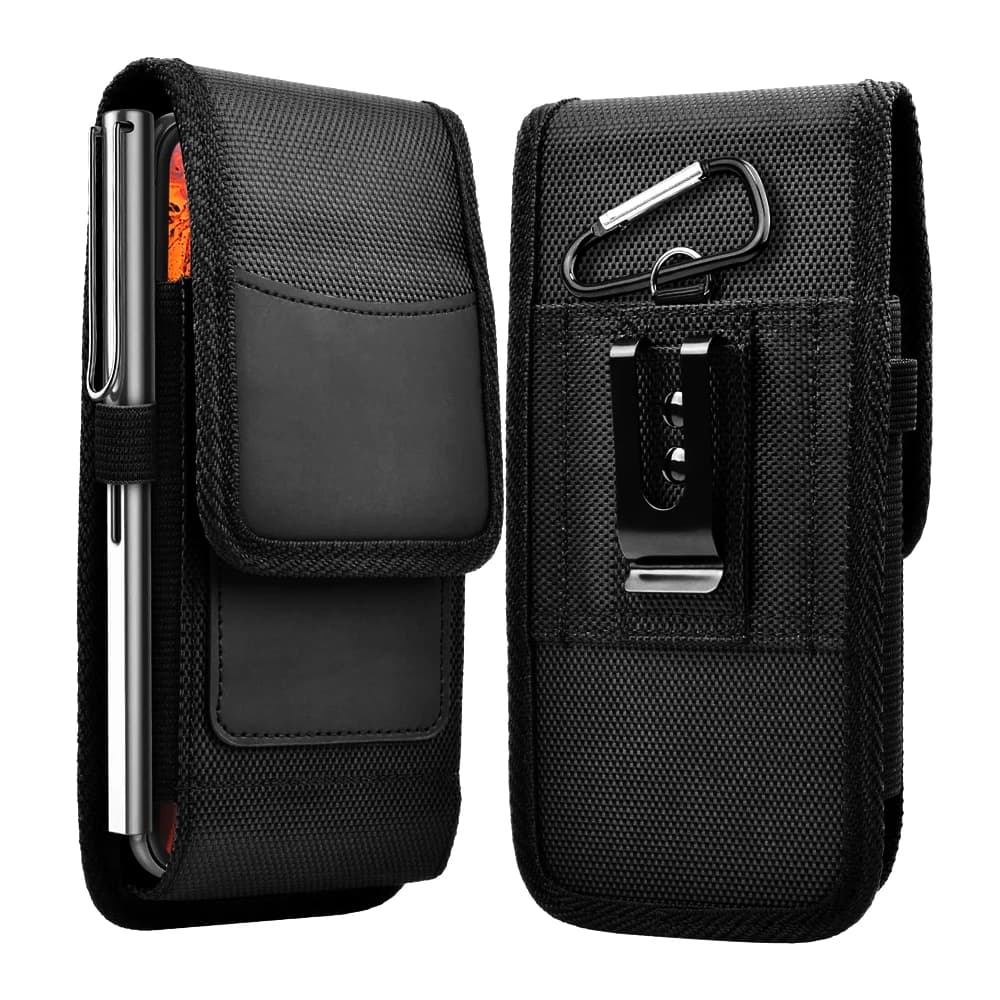 Custodia per fondina con clip da cintura per cellulare in nylon verticale Custodia con fibbia Porta carte di credito per iPhone Samsung Xiaomi Marsupio per telefono