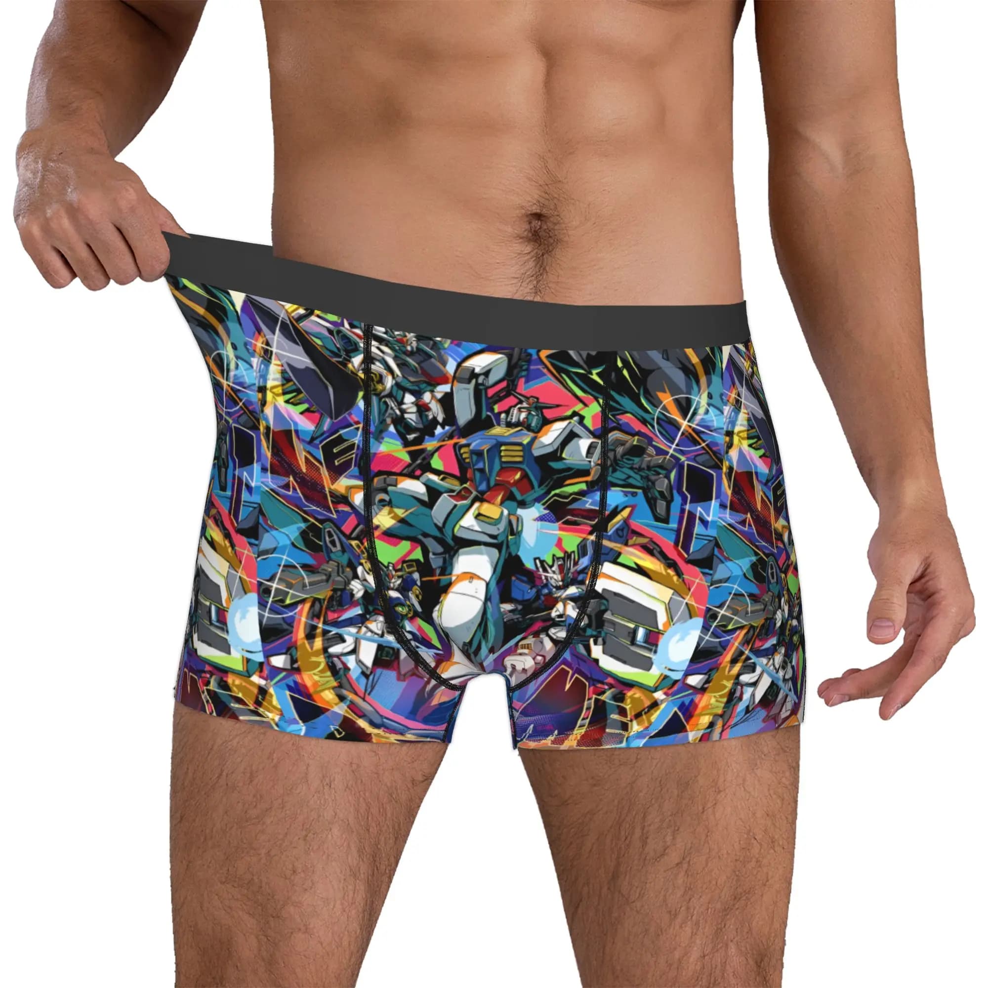 Customized Male Fashion Gundam Japan Manga Underwear Hot Boxer Briefs Stretch Shorts Panties Underpants