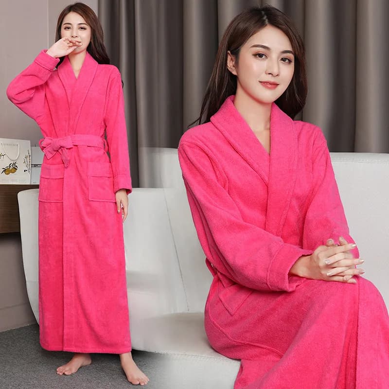 100% cotton woman bathrobe waffle sucking water plus size sponge bathrobe kimono towel along dress spa hotel man nightwear