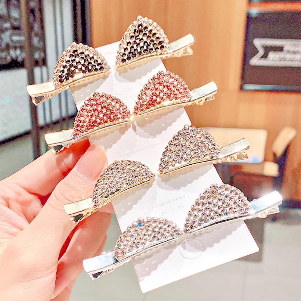 Adorable Korean hair clips and cute ladies, with shiny cat ears, duck beak clasp, crystal clasp, hair accessories