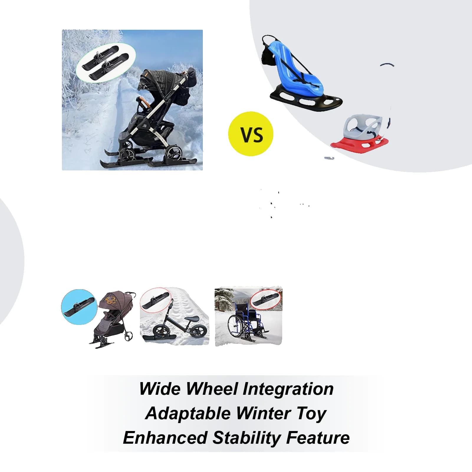 Inverno Ciclismo Sci Slitta Set Bici Snowboard Equilibrio Ciclismo Neve Sci Scooter Slitta da neve Passeggino Ausili per la camminata