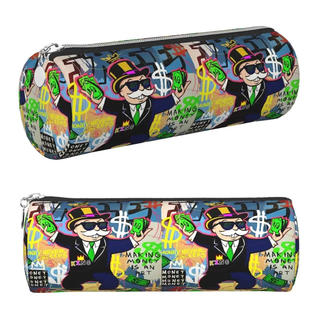 Monopoly Man Holding Money - Pop Art Pencil Cases Pen Holder Cylinder Pen Box Pencil Bag for Boy Girl Stationery Supplies