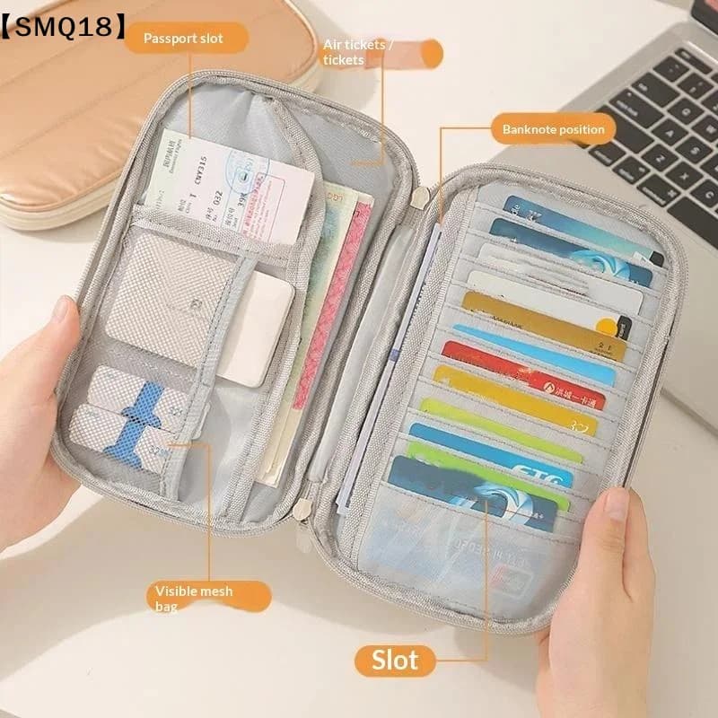 Portable Travel Document Organizer - Waterproof Passport Holder, Multi-Card Slots & Zipper Pocket For Airplane/Train【SMQ】