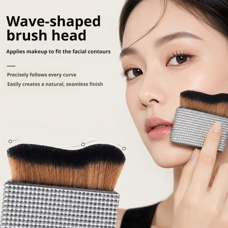 Women Shiny Rhinestone Travel Cosmetic Brush Soft Large Foundation Blending Makeup Tool Portable Pocket Beauty Decor Brush