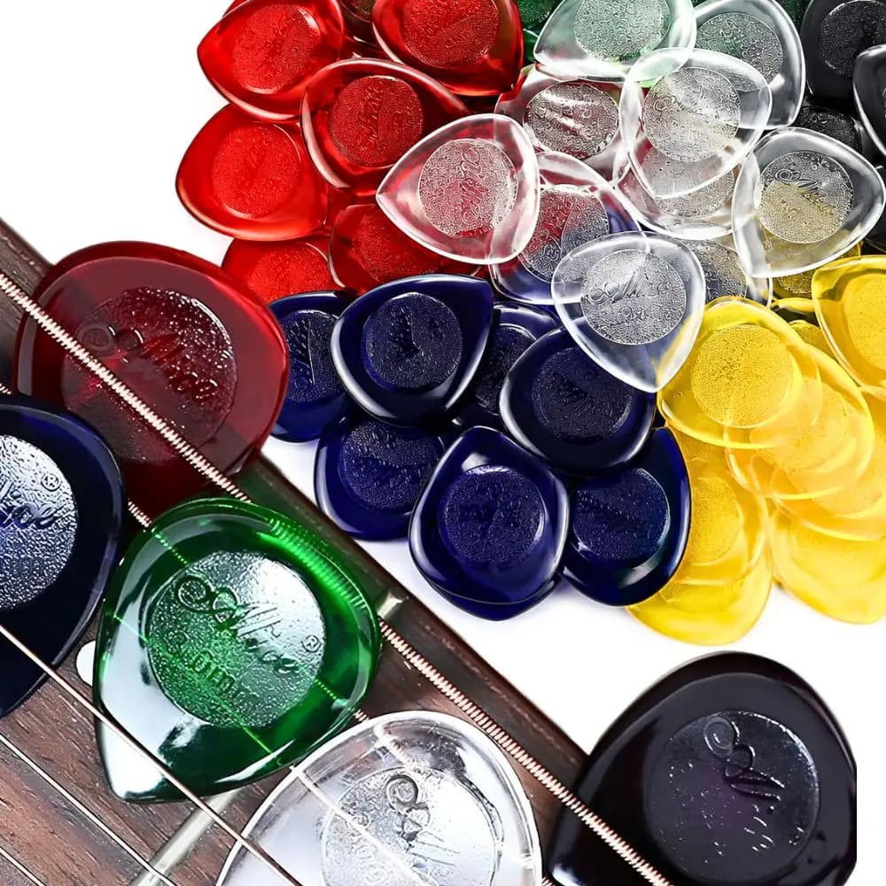 6pcs Multicolor Clear Guitar Plectrums Mixed Thickness Teardrop Picks for Acoustic Electric Guitar Ukulele YMY