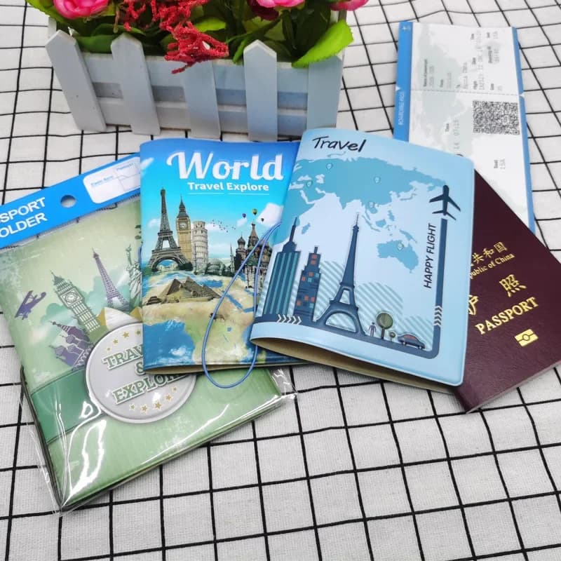 1 Pc Pu Passport Cover blu verde World Famous Landscape Case Holder portafoglio accessori da viaggio per uomo donna nuovo