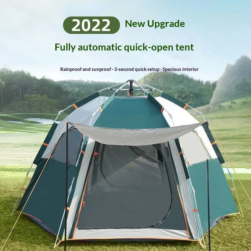 Tenda da Campeggio Automatica Rinforzata, Portatile e Pieghevole, Apertura Rapida, Riparo per Picnic e Campeggio, Impermeabile per Pernottamento