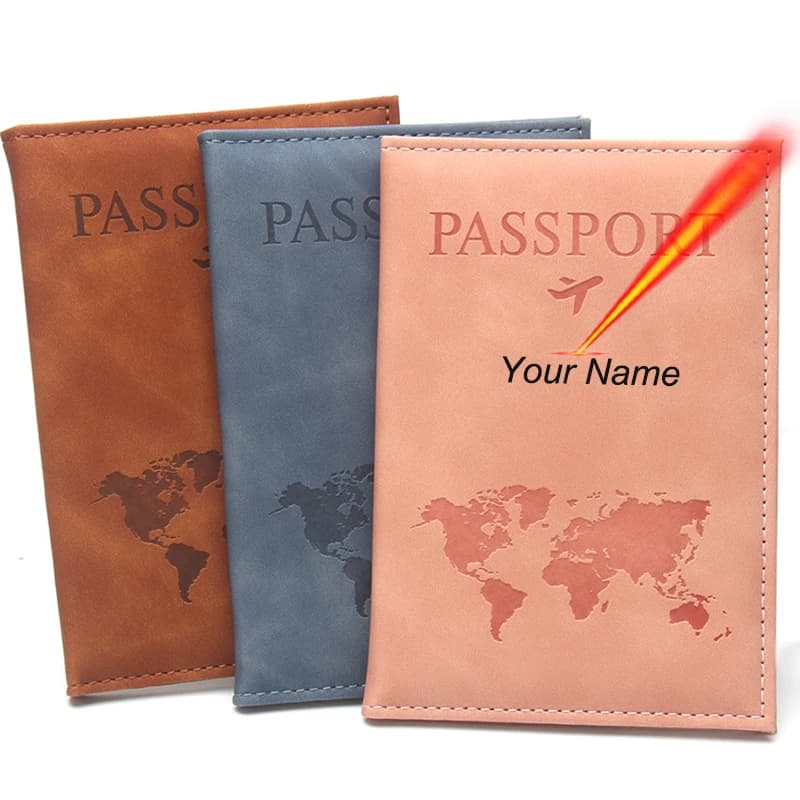 Custom Name on Passport Cover Travel Wallet Passport Holder Laser Engarved Name Case for Passports
