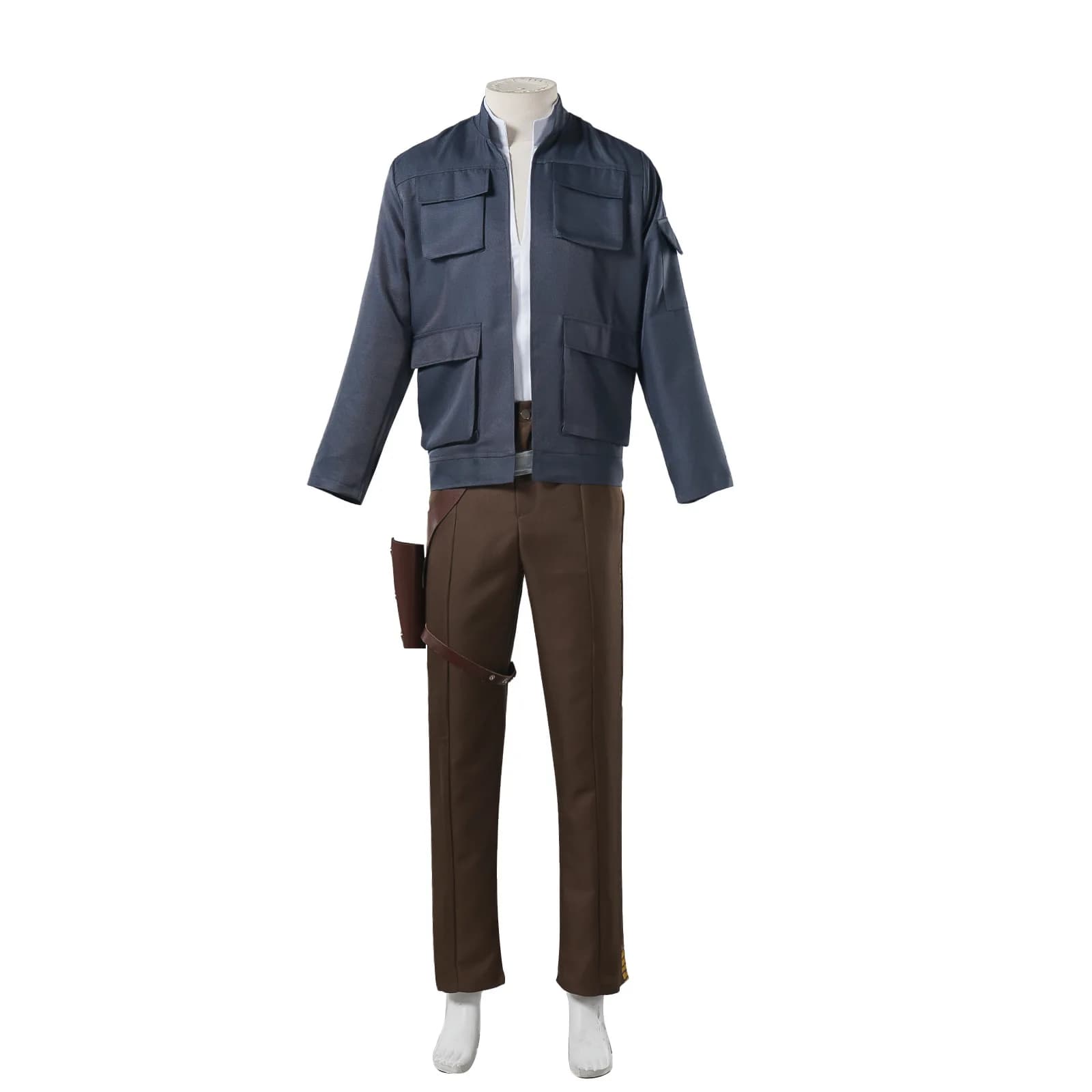 Han Solo Costume Cosplay Camicia Top e Pantaloni con Cappotto Halloween Masquerade Dress Up Abiti da Festa di Carnevale per Uomo