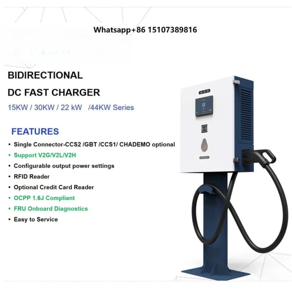 Stazioni di Ricarica Rapida per Veicoli Elettrici Trifase V2H V2G DC CCS2 CHADEMO 30KW Caricatore EV V2G