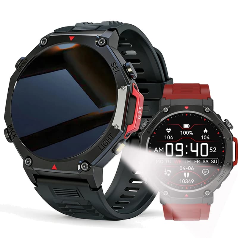 Nuovi Smartwatch con Bussola per Esterni, Uomo Donna, Schermo HD 1.46" 360*360, Batteria 510mAh, Monitoraggio Frequenza Cardiaca e Salute, Chiamate Bluetooth