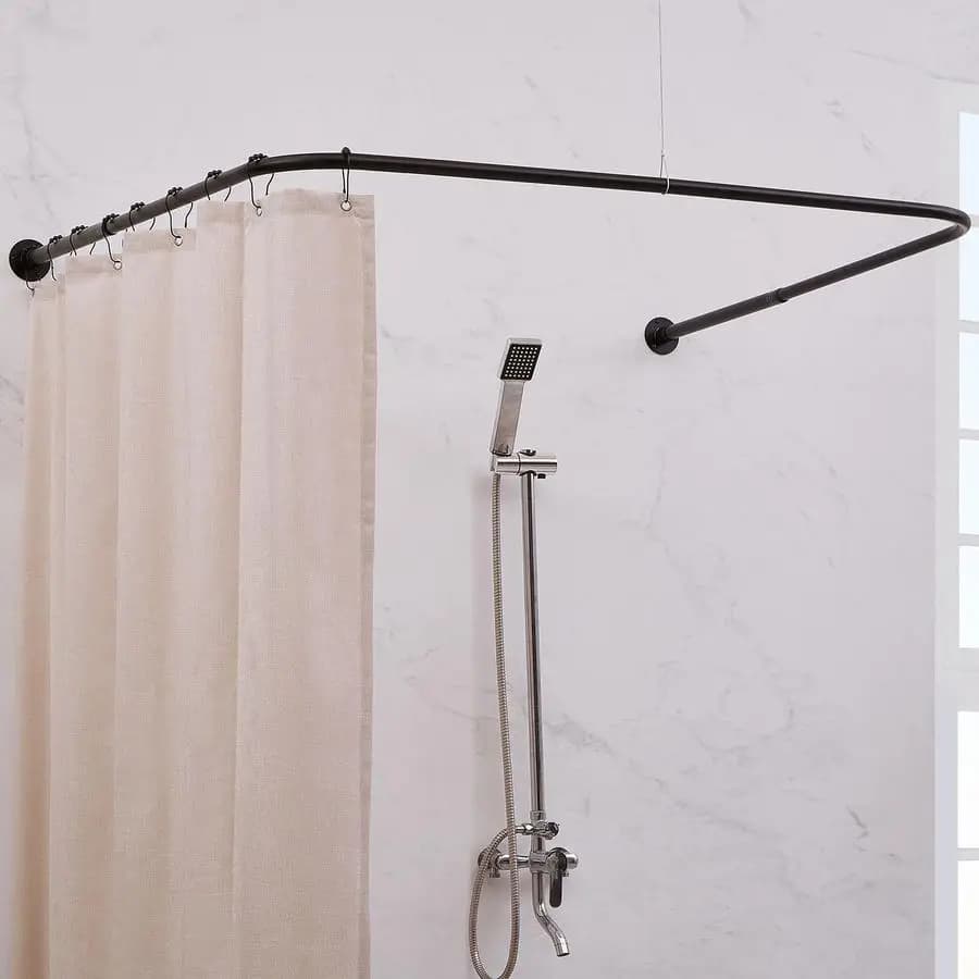 Asta per Tenda Doccia Sagomata, 23.652 su Entrambi i Lati, 3146.7 al Centro, Asta Doccia a U Regolabile Anti-Perdita di Forma per Bagno