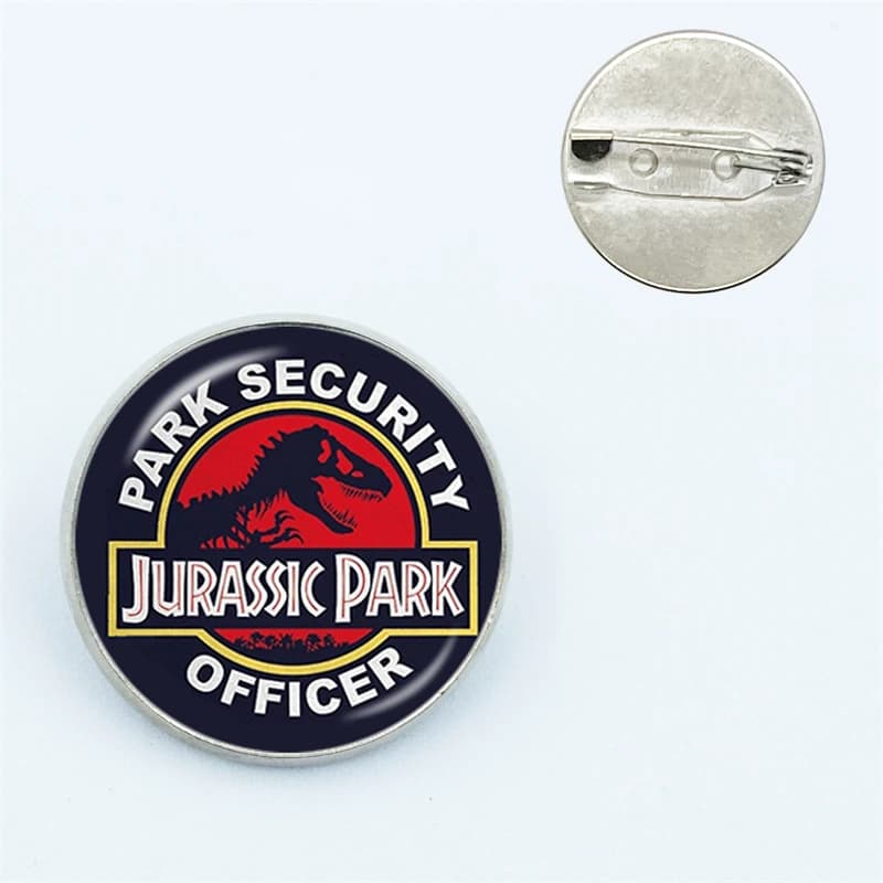 Jurassic Park Pattern Pin Glass Brooch Curved Teacher Tote Bag Backpacks Badge Cartoon Gift Pins for Women Men