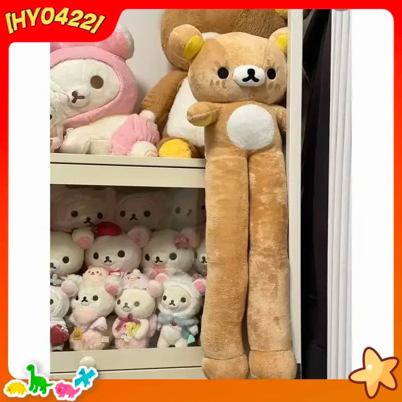 Orsacchiotto Rilakkuma a gambe lunghe, grande e carino, peluche morbido, bambola di peluche, giocattolo da abbraccio per donne adulte, regalo di compleanno, decorazione per la casa e per dormire.