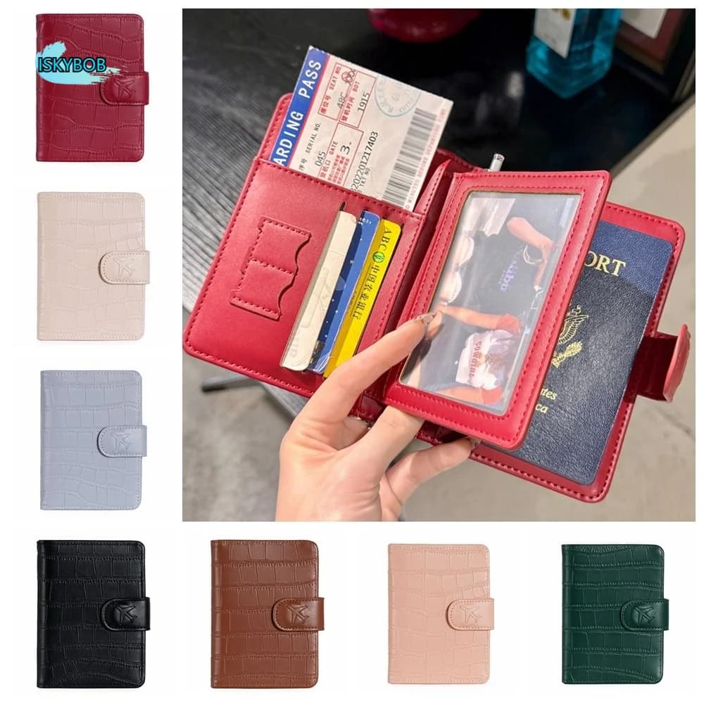 Borsa Porta Passaporto RFID Antifurto in PU, Porta Biglietti Multifunzionale per Check-in Aereo, Porta Carte e Documenti da Uomo
