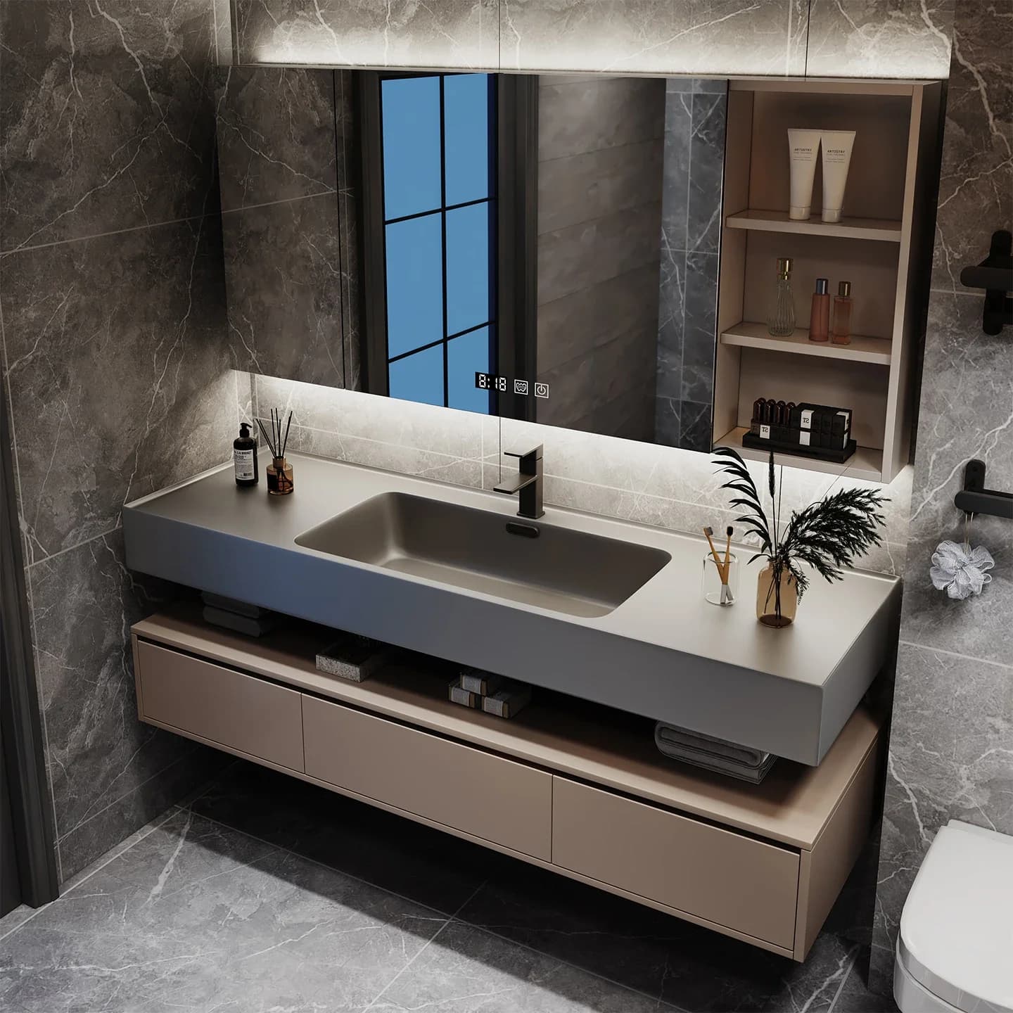 Vanity Lavandino Bagno Armadietto di stoccaggio con cassetti Decorazioni per la casa moderne Parete Mobili da bagno Organizzatore Scaffali per lavanderia mobili Wc