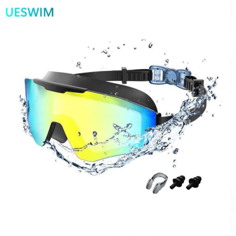 Silicone Adult Swimwear with Fashionable Large Frame Vision Clear Flip and UV Protection for Women Men Swimming