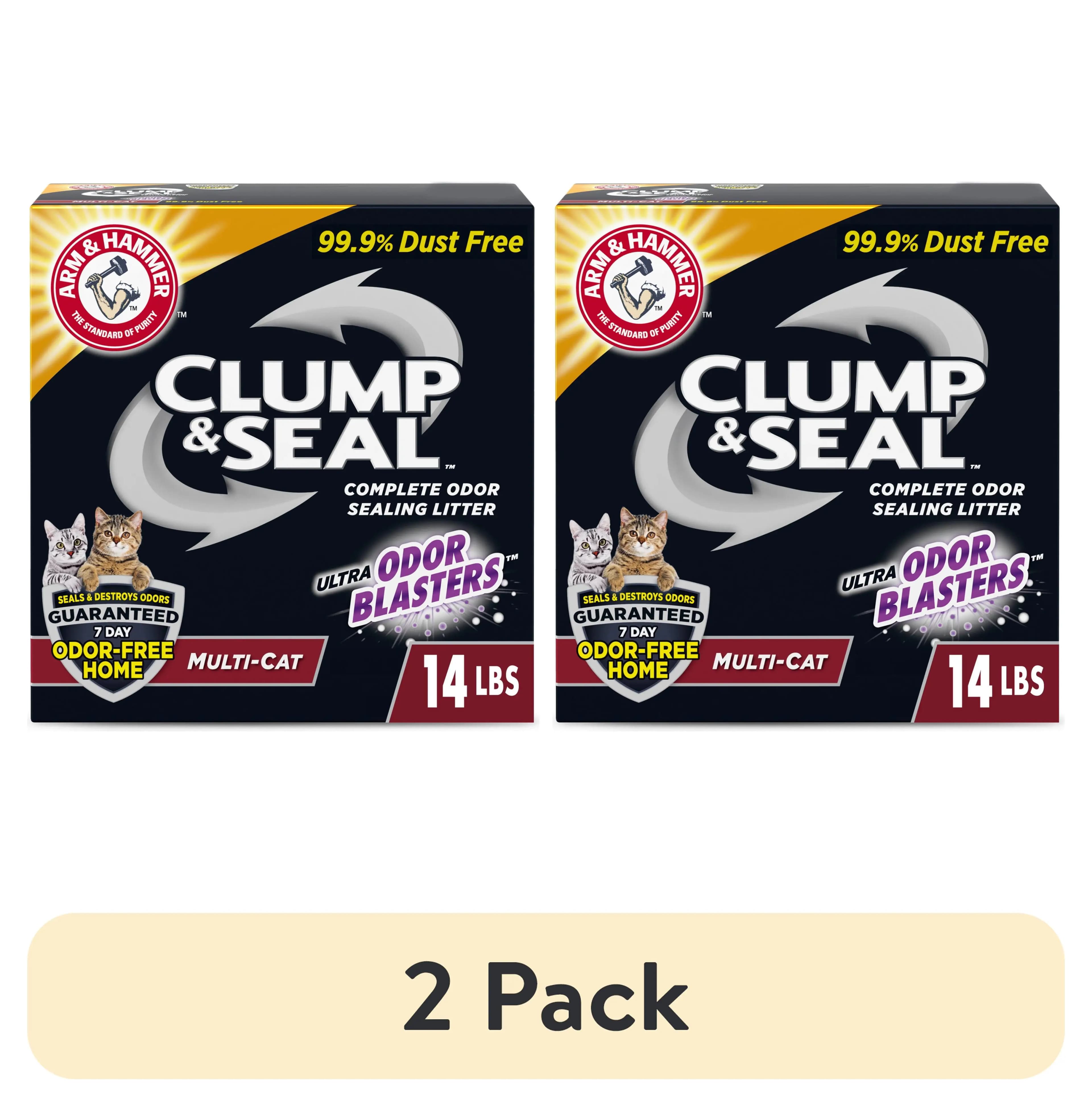 2 pack clumping cat litter with odor sealing technology for multiple cats 14 lb