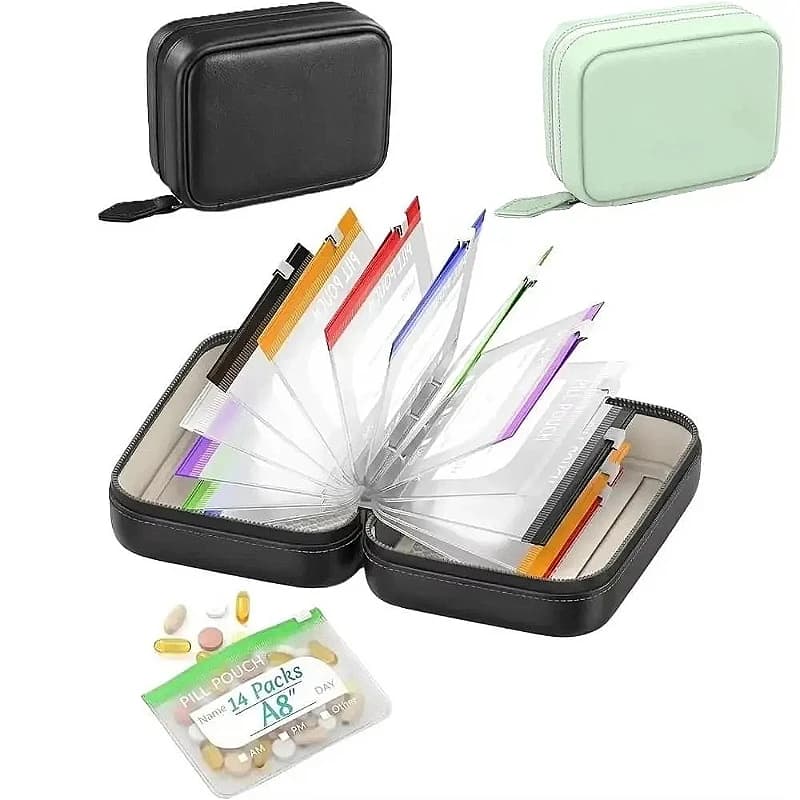 7/14 Pouch Weekly Pill Organizer Color Coded Pill Pouch Waterproof Medicine Storage Case Portable Vitamins Supplements Pouch Set