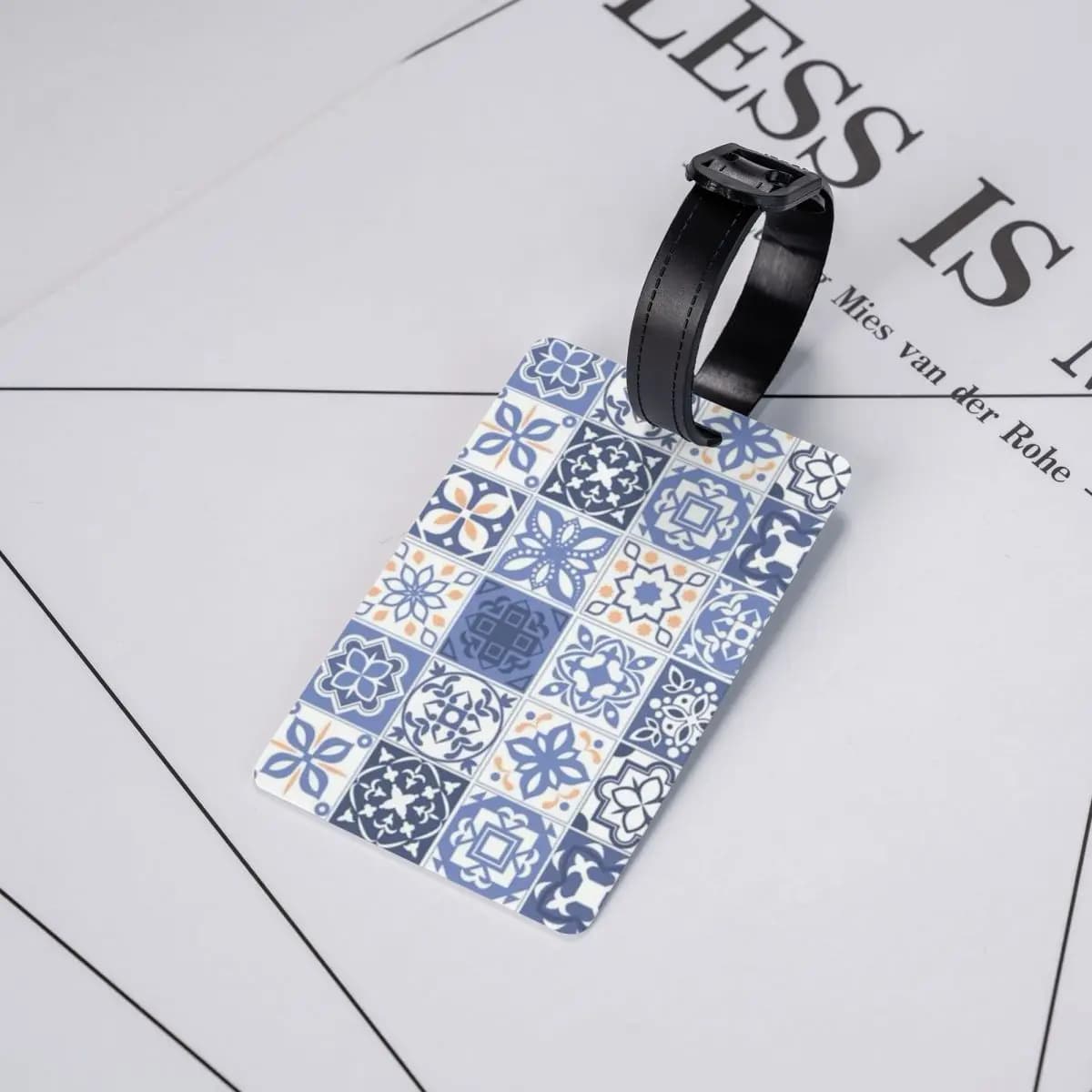 Etichette per Bagagli con Motivo Floreale Azulejo Portoghese Blu, Targhette per Valigie da Viaggio, Etichette per Imbarco con Spazio per Nome e Indirizzo