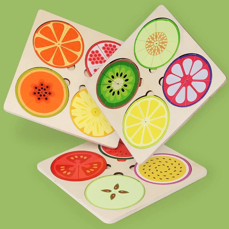 Strumento per l'insegnamento della matematica della tavola della frazione di frutta strumento di forma rotonda bambini Montessori Early Educational Math Development Toy Gifts