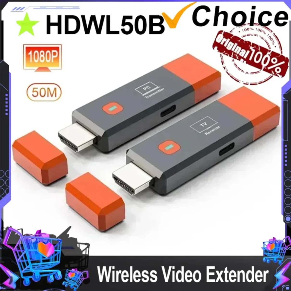 Trasmettitore video wireless compatibile HDMI Ricevitore Extender TV Stick Dongle Adattatore per PC Fotocamera Laptop Proiettore Monitor TV