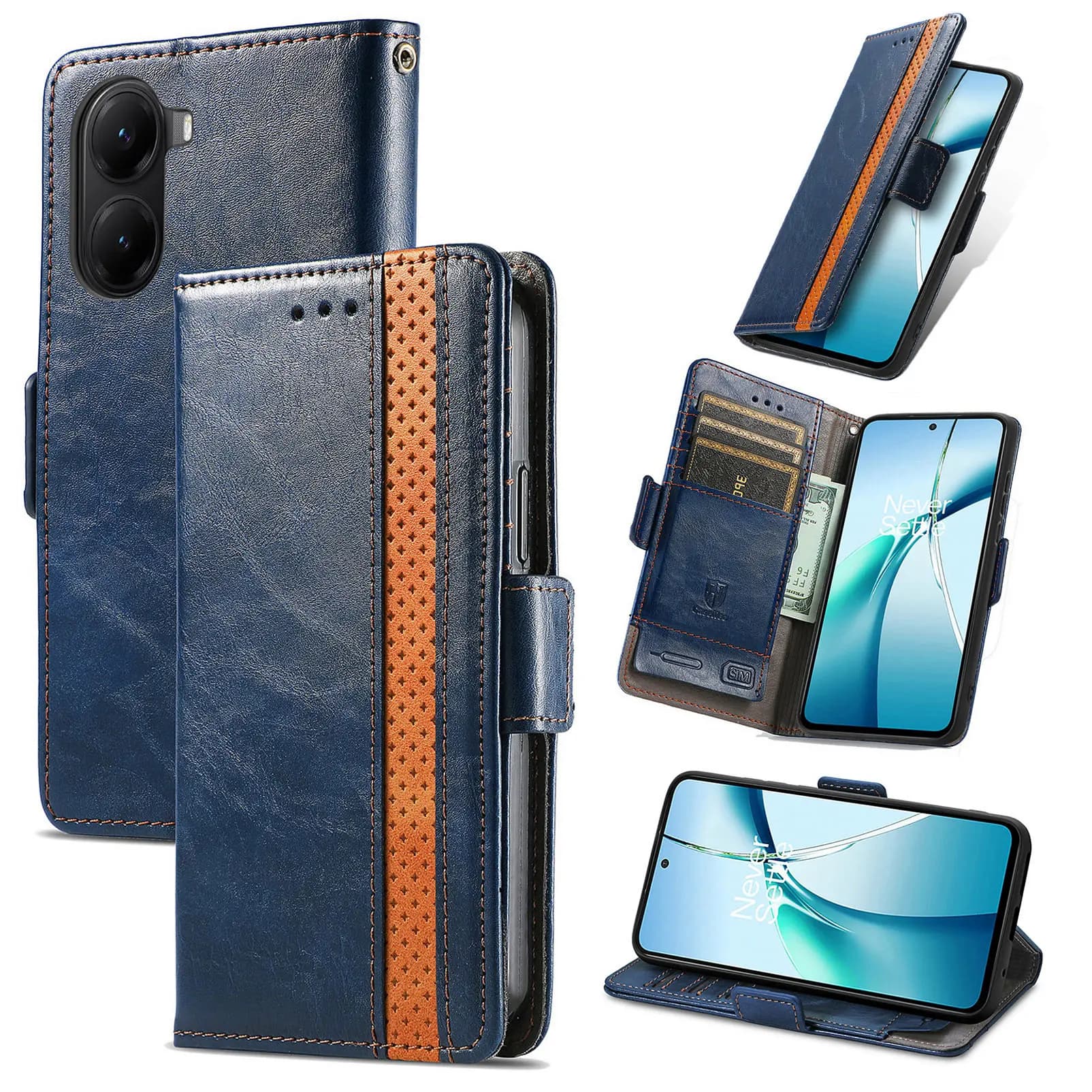 Per custodie per telefoni Xiaomi Poco X7 Pro 5G CASENEO Custodia in pelle PU con portafoglio con blocco RFID - Blu scuro