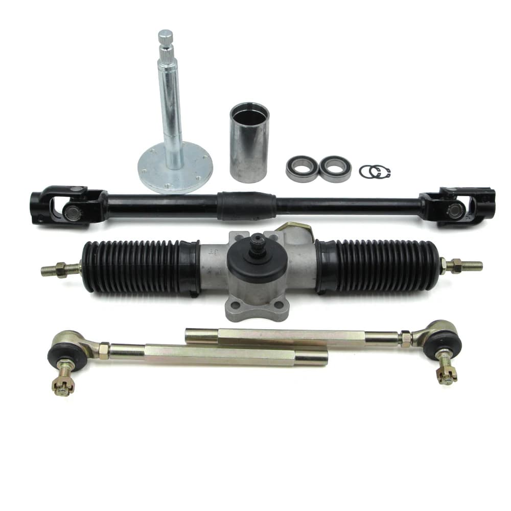 Kit Sterzo a Cremagliera 420/360mm con Asta di Collegamento e Supporto Volante per Moto da Cross, Quad, Kart, UTV