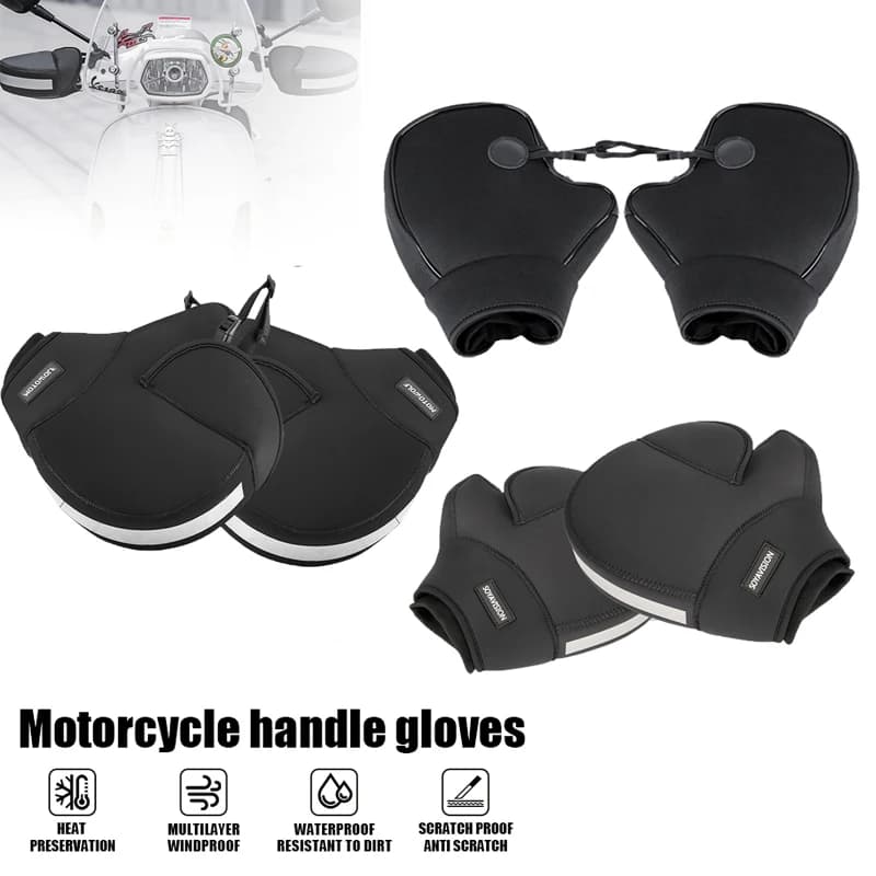 Autumn winter motorcycle scooter ATV UTV handlebar gloves cold-proof and windproof riding warm fleece Grip gloves