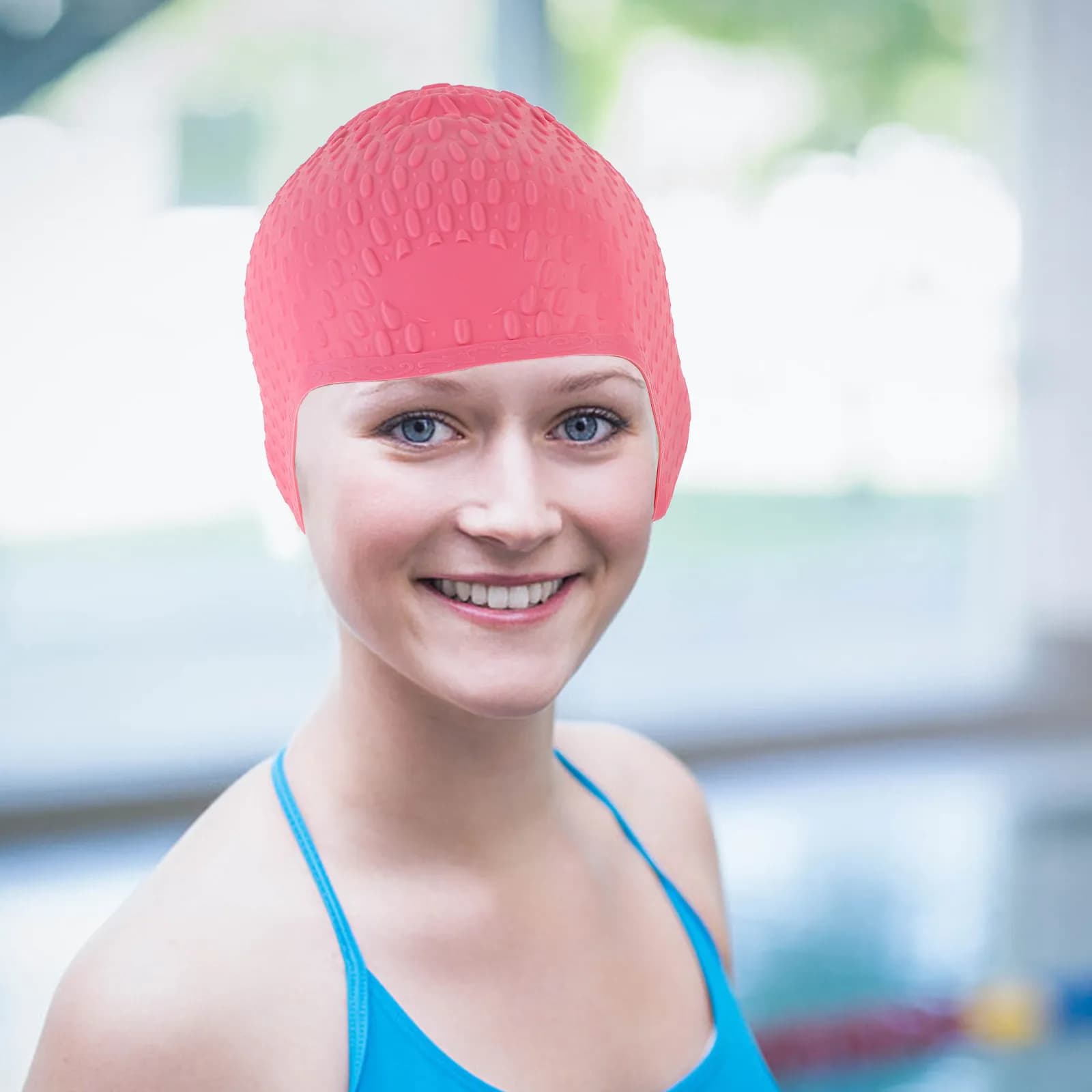 Swimwear for Women, Black in Silicone, Waterproof and Elastic, Long and Ear Hair Protection, Comfortable and Lightweight