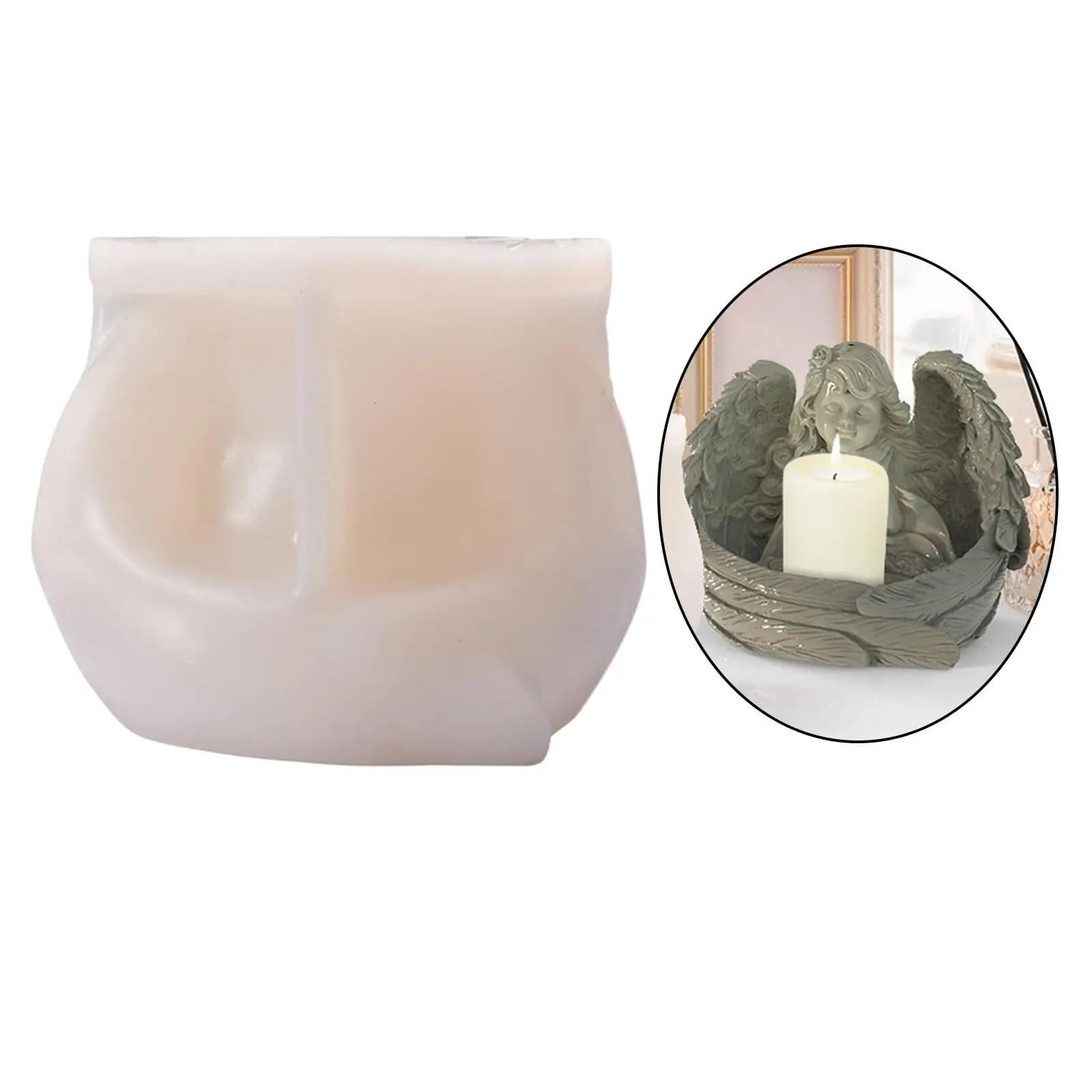 Silicone Angel Candle Holder Mold Creative Epoxy Resin Casting Mold for DIY Craft Soap Making Home Decor Candlestick White