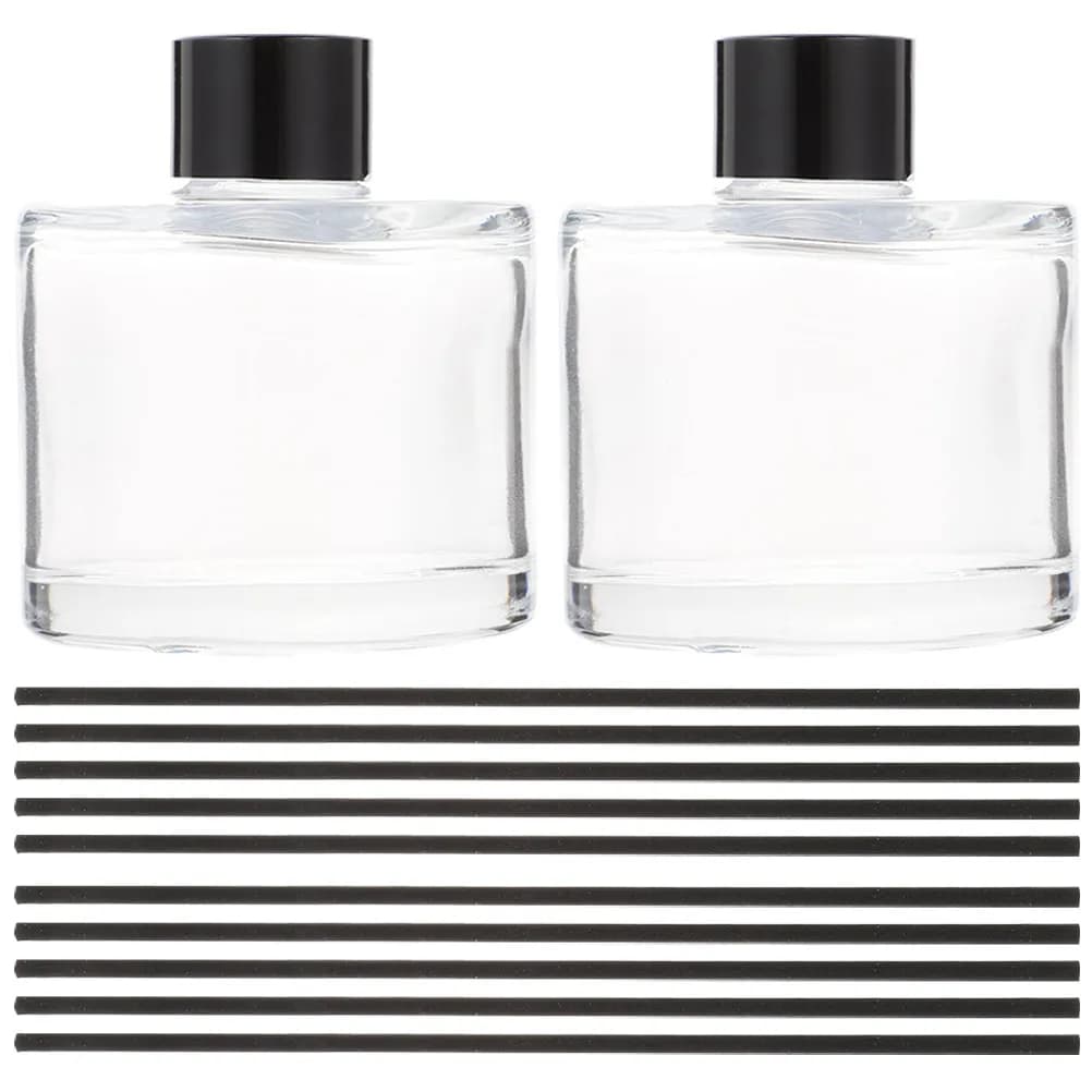 Set di 1 Bottiglia Diffusore in Vetro Lucido, Flacone Vuoto per Aromaterapia, Diffusore di Fragranze da Tavolo per Soggiorno