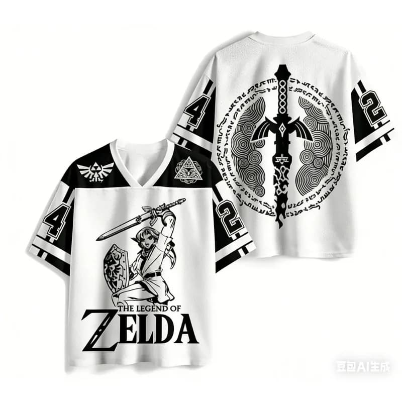 Maglietta The Legend of Zelda Tears of The Kingdom con stampa 3D Link Zelda Streetwear, scollo a V, maniche corte in rete, unisex.