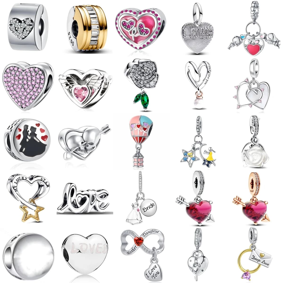 2025 Sweet Love Series Una freccia pierca il cuore Abito da sposa Perline con ciondoli Misura il braccialetto originale Regalo di gioielli da sposa fai da te