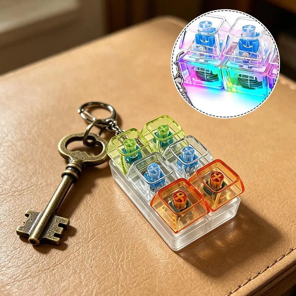 Portachiavi LED Luminoso con Tastiera e Pulsanti Clickable, Giocattolo Antistress per Ansia, Accessorio da Scrivania Portatile, Decorazione per Ufficio, Regalo