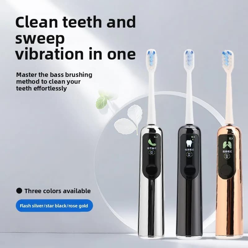 2025 Nuovo spazzolino elettrico per adulti ricaricabile impermeabile intelligente con display integrato