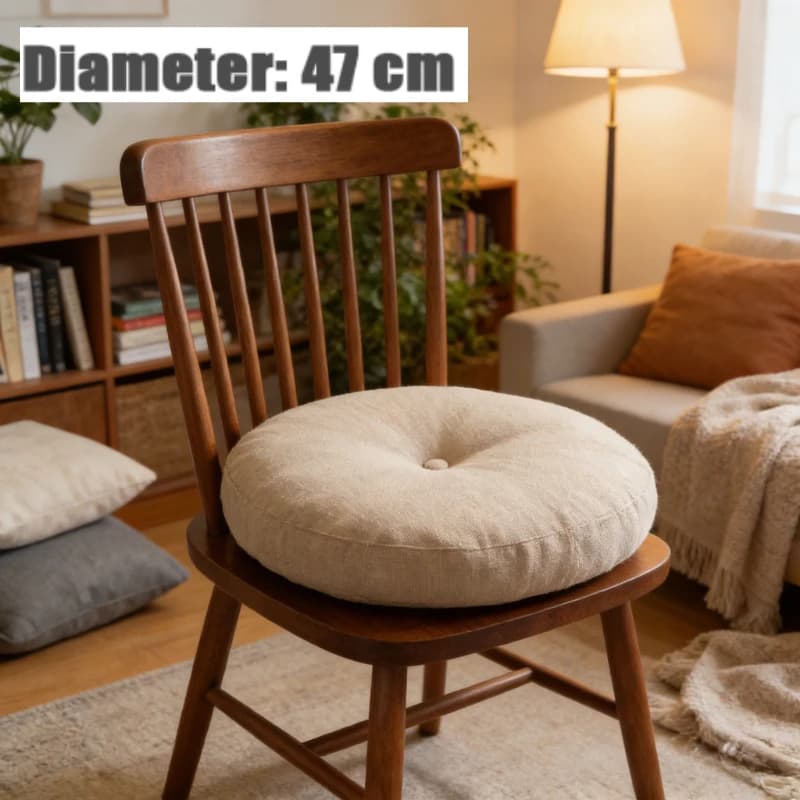 Thickened Soft Round Floor Cushion Breathable Cotton Linen Fabric Pearl Cotton Filling Seat Pad for Meditation Office Home Decor