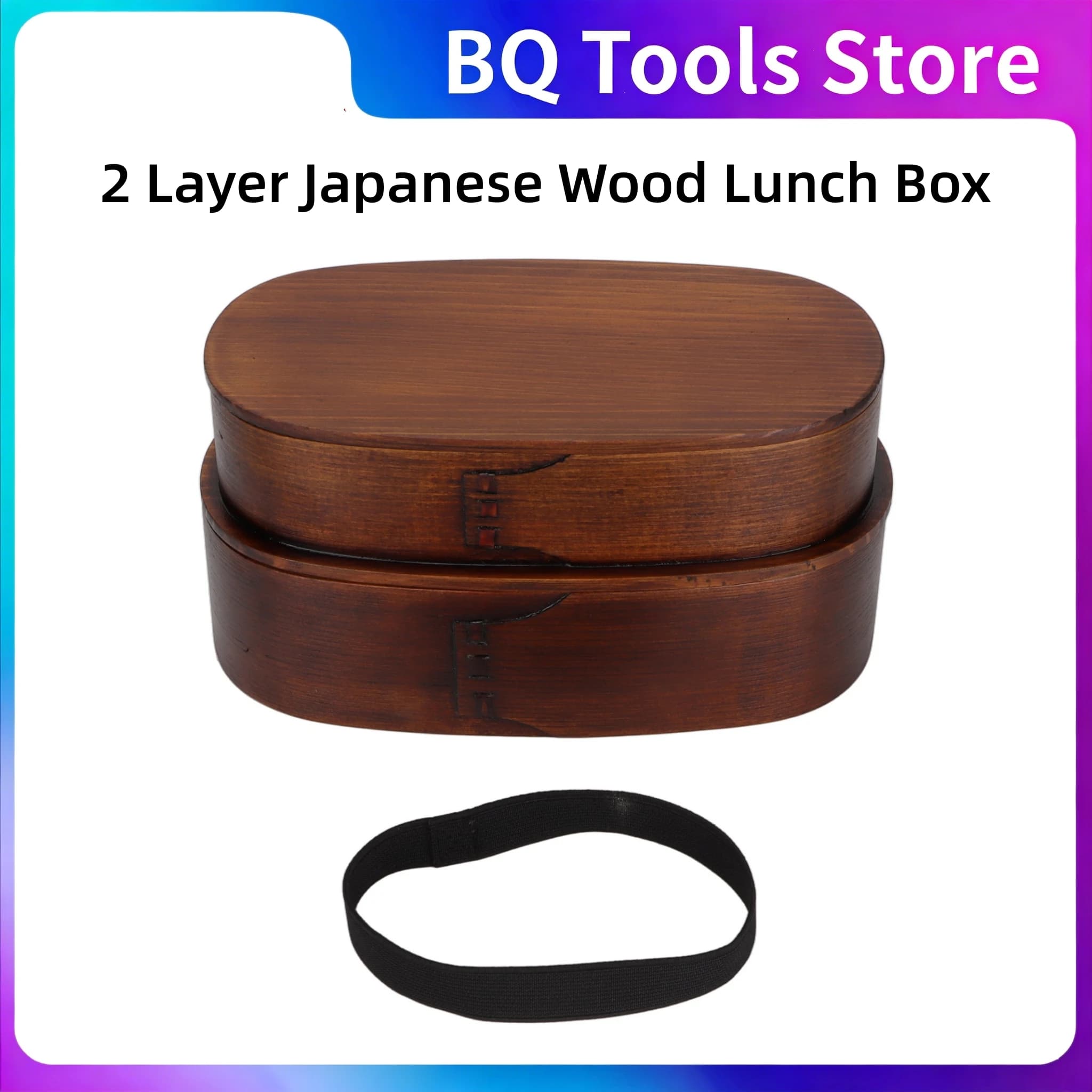 Scatola per il pranzo Bento in legno giapponese a 2 strati Scatola per il pranzo Bento protettiva Bambini Adulti Escursionismo Arrampicata Ufficio Scuola Contenitori per il pranzo Strumenti