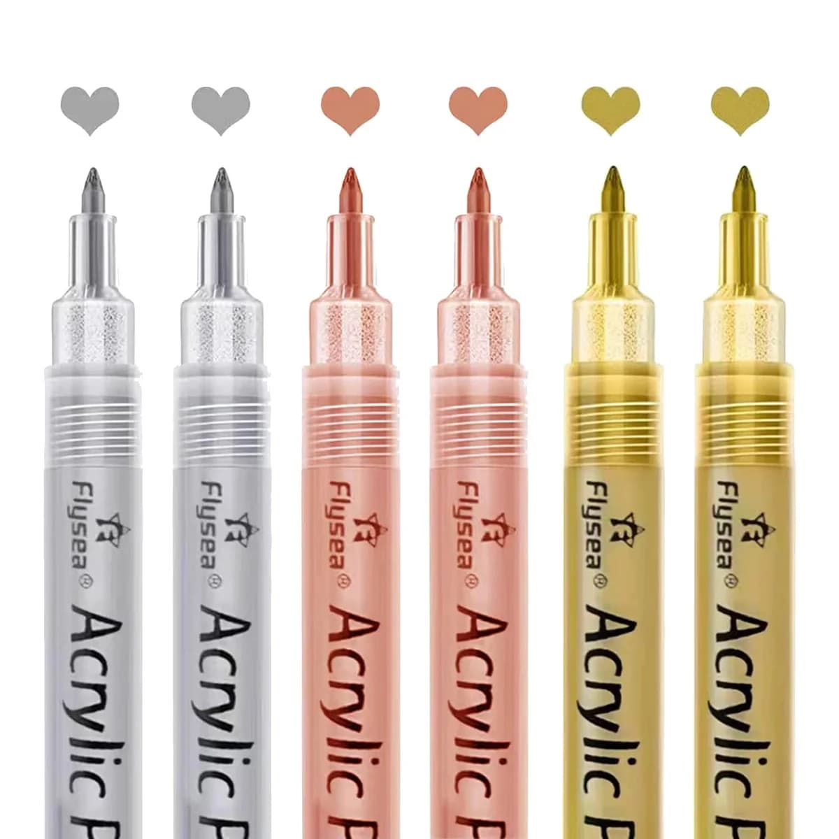 Aug. Acrylic Paint Pens - Gold,Silver And Rose Gold Paint Pens, Metallic Marker Pens ,Water-Based Metallic Paint Pen Set
