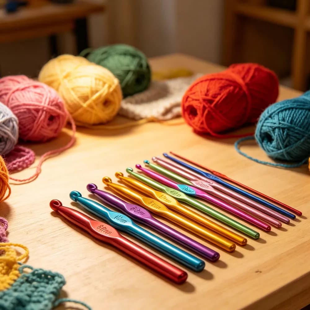 1 Pezzo Uncinetto in Alluminio Multicolore, Ago da Cucito, Ago da Maglia, Uncinetto Ergonomico con Manico in Alluminio 2-10mm per Lavori Artigianali